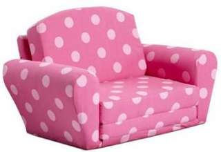 Kids Furniture Childs SLEEPOVER SOFA Pink Polka Dots  