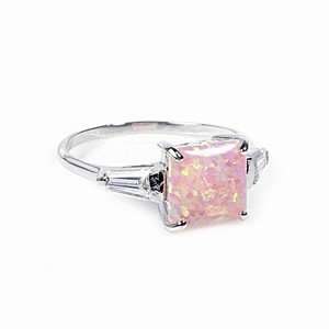  Ring W/ Lab Created Opal STERLING SILVER Sizes 5 to 9 Pink 