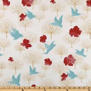  44 Wide Lovely Orchard Floating Birds Ivory Fabric By 