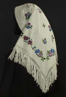    embroidered floral shawl ethnic folk costume POLAND regional trendy