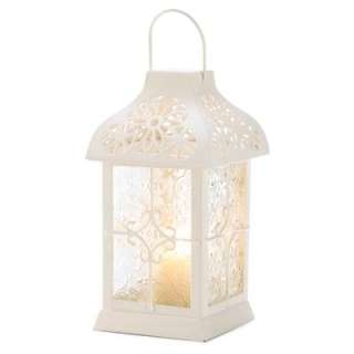 White Floral Victorian Lace Candle Lantern Wedding Table Centerpiece 