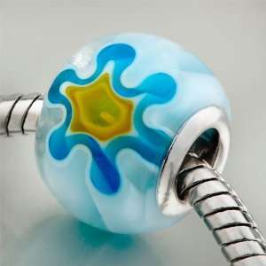   Pale Blue Flower Beads Fits Pandora Charm Bracelet Pugster Jewelry