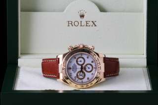 Mens Rolex 18K Yellow Gold Leather Band Daytona 116518  