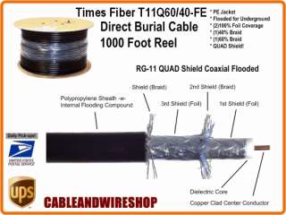 1000 ft RG 11 UG Coaxial Cable Burial Coax RG11 1000  