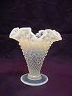 Vintage Fenton HOBNAIL Opalescent Milk White to Clear Glass Bouquet 