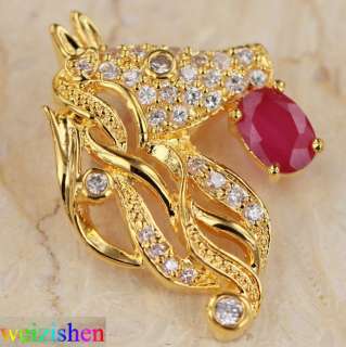 10*28mm 18K Gold Filled Red Ruby Jewelry Gemstones Necklaces 