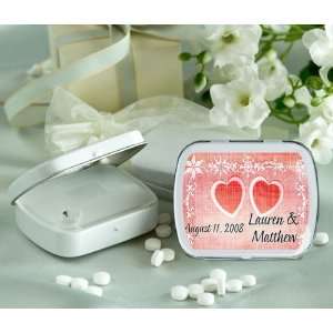 Baby Keepsake Dual Heart with Scroll Theme Personalized Glossy White 