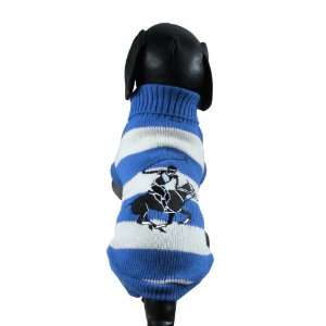   Beverly Hills Polo Club Blue Striped Dog Sweater   SMALL