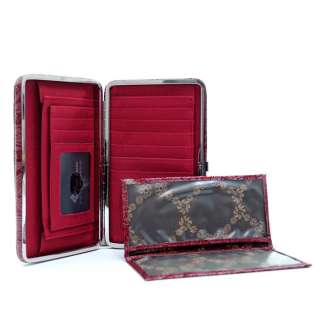 Floral embossed paisley pattern extra deep frame wallet  