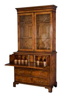   Style Georgian Period Replica Secretaire Bookcase Butlers Desk  