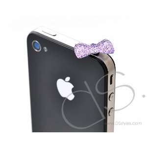  Bow Crystal Headphone Jack Plug   Purple Cell Phones 