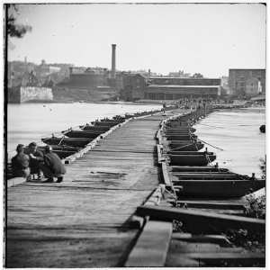   Civil War Reprint Petersburg, Virginia. Pontoon bridge