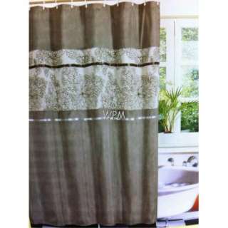 Luxury Fabric shower curtain + liner + hooks black flower design 