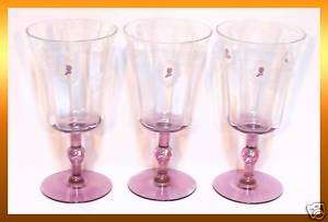   AMETHYST Stem CAMEO Silhouette WINE GLASSES Matched Set of 6  