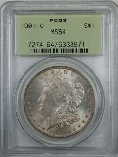 1901 O Morgan Silver Dollar Coin, Toned, PCGS MS 64 OGH  