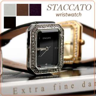   Crystal squared beautiful glass leather bands DRESS WATCH Awesome gift