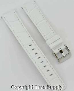 20 mm WHITE LEATHER WATCH BAND CROCO WITH SPRING BARS  