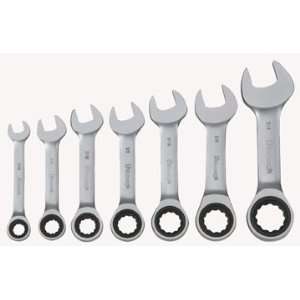 Pittsburgh Professional 7 Piece SAE Stubby Ratcheting Combo Wrench Set