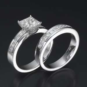   3CT VVS PRINCESS REAL DIAMOND PROMISE RING 14K W GOLD Jewelry
