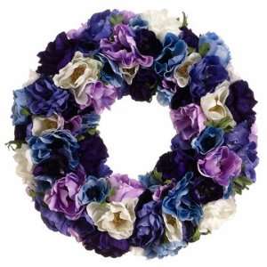  18 Silk Anemone Flower Hanging Wreath  Purple/Blue Patio 
