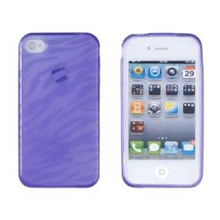 Purple Zebra Striped Flexible TPU Gel Case for Apple iPhone 4, 4S (AT 