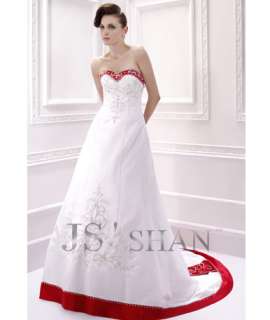 Jsshan Embroidery Satin Strapless Bridal Gown Wedding Dress,All Size 
