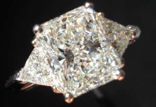 06ct H SI1 Radiant Diamond Platinum Three Stone Ring R3415 Diamonds 