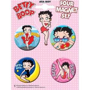 Betty Boop 4 Piece Round Refrigerator Magnet Set  Kitchen 