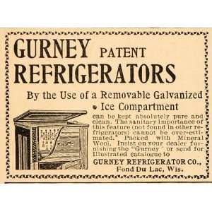  1896 Vintage Ad Antique Gurney Refrigerator Fond du Lac 