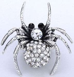 Clear swarovski crystal spider stretch ring jewelry 3  