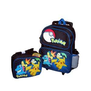 Pokemon Pikachu Large Rolling Wheels Luggage Backpack Lunchbox Bag 4 