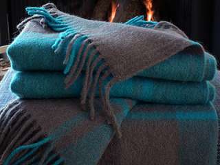 THROW 140 x 200 cm TURQUOISE GREY 50% ALPACA 50% WOOL G  