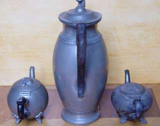 Antique European Coffee/Teapot Pewter 19th C. Empire  