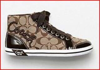   Khaki High Top Sneakers Shoes Patent Leather Trim Wms NEW  