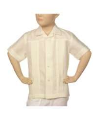 Boys Irish linen shirt in ivory short sleeve.