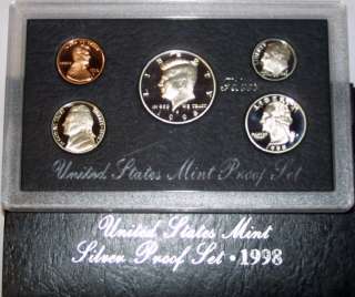 1998 S Silver Proof Coin Set United States Mint  