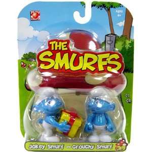 Smurfs 2 Inch Articulated Mini Figure 2 Pack Jokey and Grouchy Smurf 