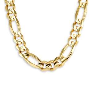  Solid 14k Yellow Gold 13mm Figaro Chain Link Necklace 