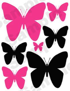 HOT PINK & BLACK BUTTERFLY WALL BORDER STICKERS DECALS  