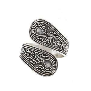  Ethnic Bali Sterling Silver Bypass Spoon Ring Adjustable Jewelry