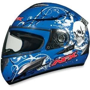 AFX FX 100 Sun Shield Helmet, Blue Skull, Size XL, Primary Color 