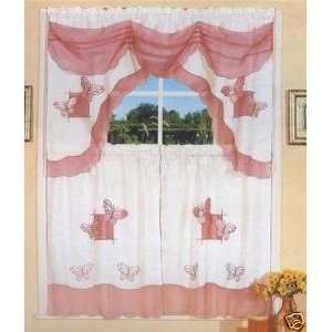  Butterflies Fabric Kitchen Curtain Set