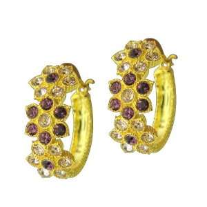 Enchanting Lucia Costin Hoop Earrings with Purple Swarovski Crystal 