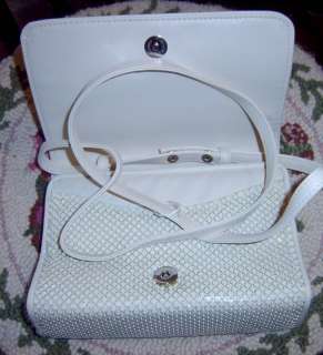 Vintage Whiting & Davis White Metal Mesh Handbag +Strap  