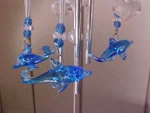 DOLPHINS Lovely Wind Chime BEAUTIFUL SOUND Aqua Blue and White on 