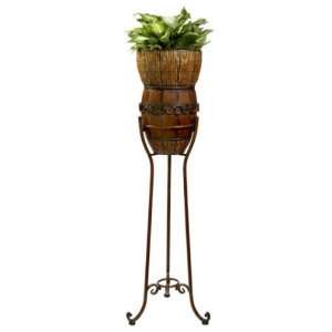  Tall Tropical Planter Stand with Hooked Ring Accents 