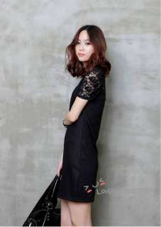 New Black Lace cotton Womens mini dress 6050 S M  