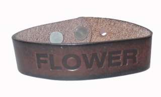 Flower Leather Bracelet Cuff Hippie Child 70s Saying M  