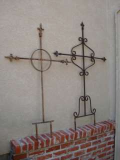Antique English Cast Wrought Iron Garden Cemetery Christian Cross w 