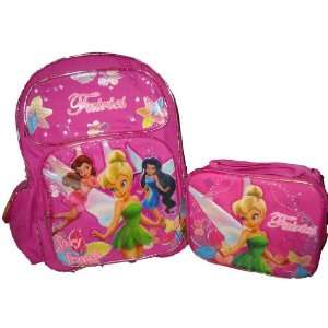 TinkerBell Tinker Bell Large Backpack Bag Tote and Lunchbox Lunch Set
